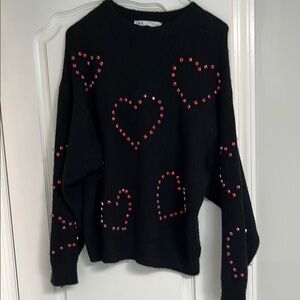 Black Heart-Patterned Sweater